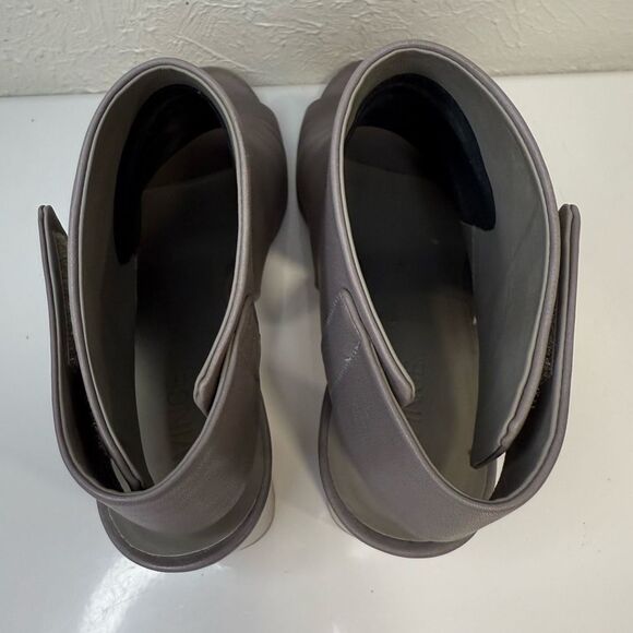 Vince Faye Gray Leather Open Toe Cutout Slingback Block Heel Booties 7.5 - Picture 8 of 9